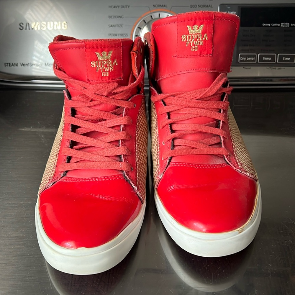 Red patent Supra sneakers